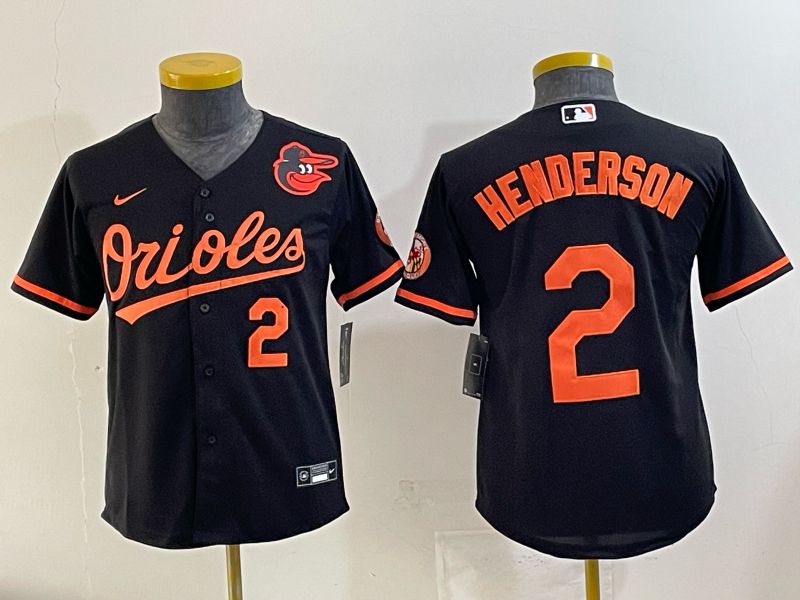 Youth 2025 Baltimore Orioles #2 Henderson Black Nike MLB Jersey 04